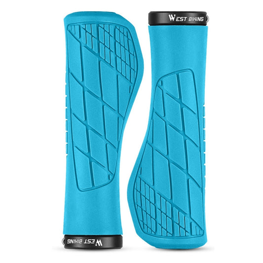 1 Pair WEST BIKING YP0804060 Bicycle Grips Mountain Bike Non-Slip Rubber Grips(Blue) - Bicycle Grips by WEST BIKING | Online Shopping UK | buy2fix