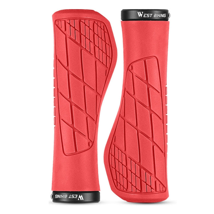 1 Pair WEST BIKING YP0804060 Bicycle Grips Mountain Bike Non-Slip Rubber Grips(Red) - Bicycle Grips by WEST BIKING | Online Shopping UK | buy2fix