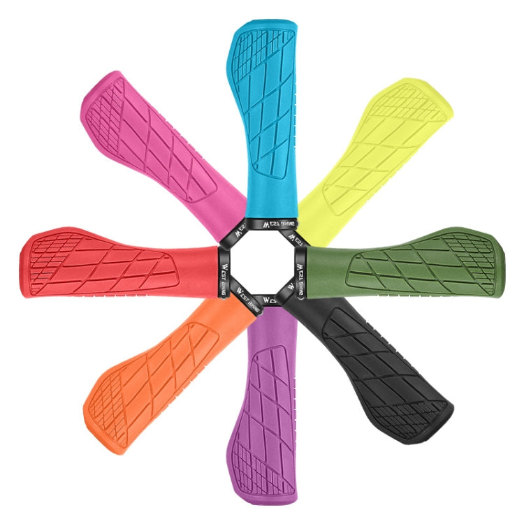 1 Pair WEST BIKING YP0804060 Bicycle Grips Mountain Bike Non-Slip Rubber Grips(Rose Red) by WEST BIKING