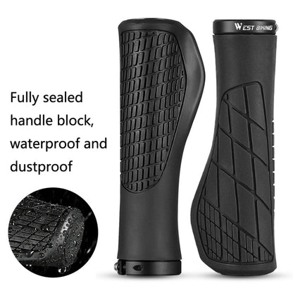 1 Pair WEST BIKING YP0804060 Bicycle Grips Mountain Bike Non-Slip Rubber Grips(Green) - Bicycle Grips by WEST BIKING | Online Shopping UK | buy2fix