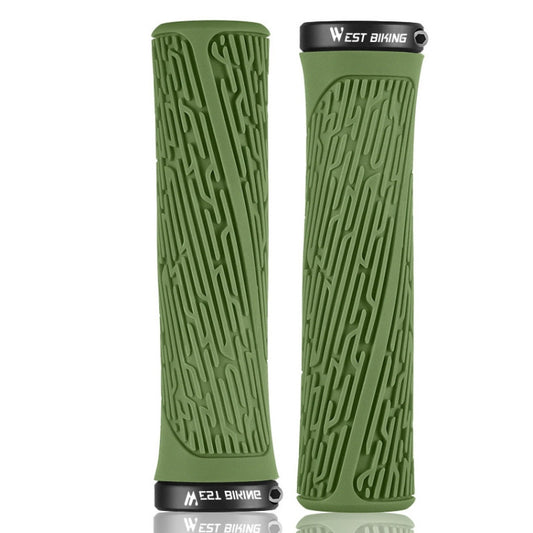 1 Pair WEST BIKING YP0804061 Bicycle Anti-Slip Shock Absorber Grip Mountain Bike Rubber Handlebar Cover(Ink) - Bicycle Grips by WEST BIKING | Online Shopping UK | buy2fix