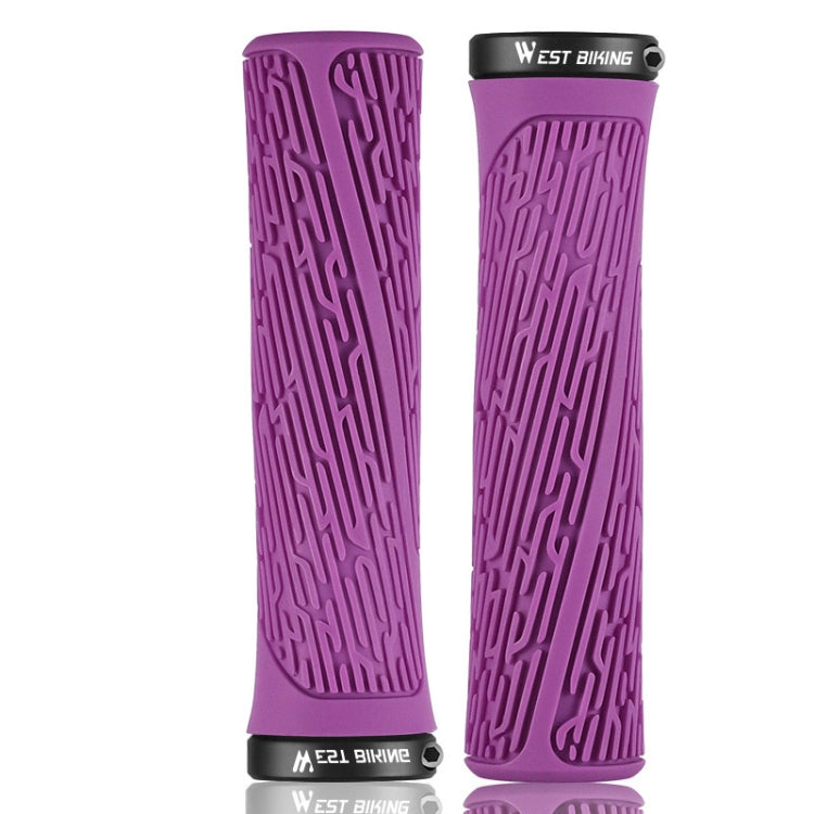 1 Pair WEST BIKING YP0804061 Bicycle Anti-Slip Shock Absorber Grip Mountain Bike Rubber Handlebar Cover(Purple) by WEST BIKING