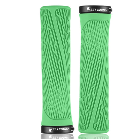1 Pair WEST BIKING YP0804061 Bicycle Anti-Slip Shock Absorber Grip Mountain Bike Rubber Handlebar Cover(Grass Green) - Bicycle Grips by WEST BIKING | Online Shopping UK | buy2fix