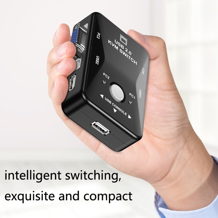 HW1701 2 into 1 out KVM Switcher 2 Port Manual VGA Switch USB With Keyboard Mouse Switching(Black) by buy2fix