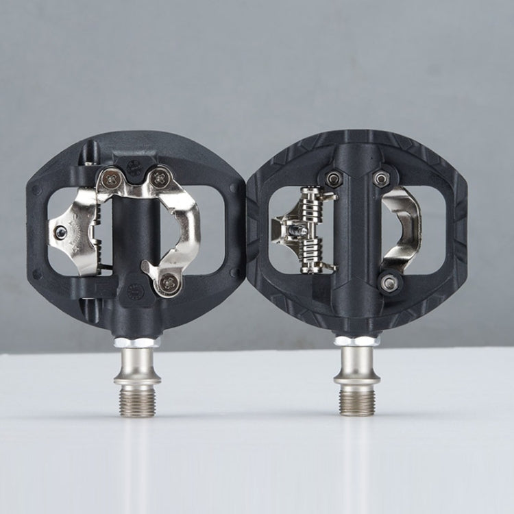 Bicycle Self-Locking Pedals Mountain Bike Locks Flat Pedals Dual-Purpose SPD Lock Pedals(Black) by buy2fix