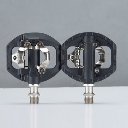 Bicycle Self-Locking Pedals Mountain Bike Locks Flat Pedals Dual-Purpose SPD Lock Pedals(Black) by buy2fix