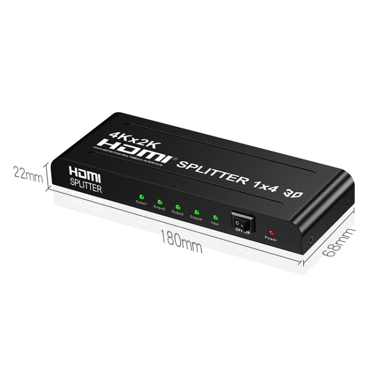 HW-4K104D 1 to 4 4K X 2K Video High-Definition On-Screen HDMI Splitter(EU Plug) by buy2fix