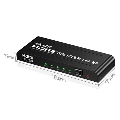 HW-4K104D 1 to 4 4K X 2K Video High-Definition On-Screen HDMI Splitter(EU Plug) by buy2fix