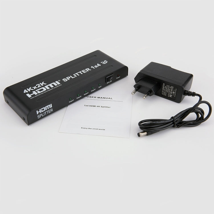 HW-4K104D 1 to 4 4K X 2K Video High-Definition On-Screen HDMI Splitter(EU Plug) by buy2fix