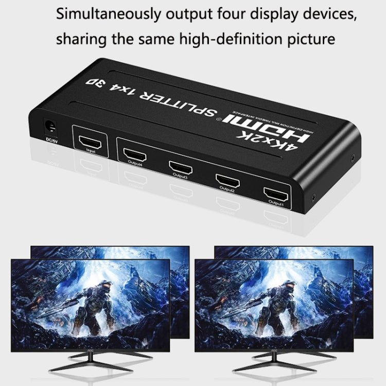 HW-4K104D 1 to 4 4K X 2K Video High-Definition On-Screen HDMI Splitter(EU Plug) by buy2fix