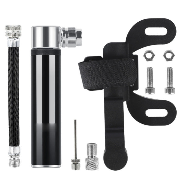 Manual Mini Portable Bicycle Aluminum Alloy Pump Basketball Football Inflatable Cylinder(Bubble Bag Black) by buy2fix