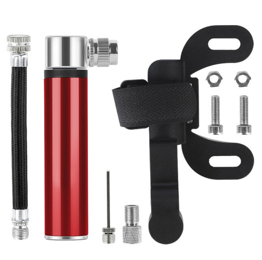 Manual Mini Portable Bicycle Aluminum Alloy Pump Basketball Football Inflatable Cylinder(Bubble Bag Red) by buy2fix