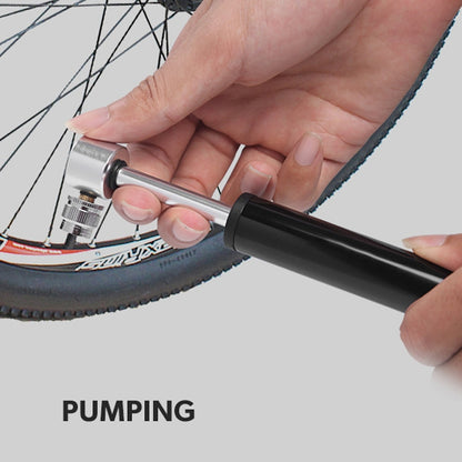 Manual Mini Portable Bicycle Aluminum Alloy Pump Basketball Football Inflatable Cylinder(Bubble Bag Silver) by buy2fix