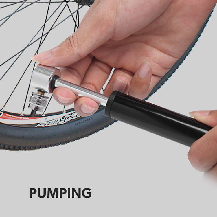 Manual Mini Portable Bicycle Aluminum Alloy Pump Basketball Football Inflatable Cylinder(Bubble Bag Black) by buy2fix