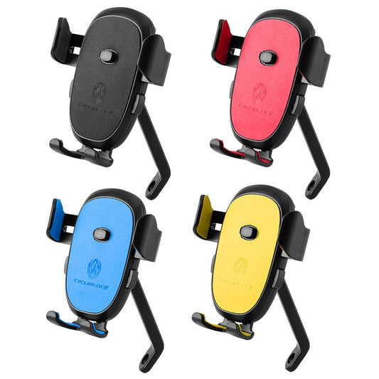 CYCLINGBOX BG-2930 Bicycle Mobile Phone Frame Plastic One-Click Lock Mobile Phone Bracket, Style: Rearview Mirror Installation (Blue） - Holders by CYCLINGBOX | Online Shopping UK | buy2fix