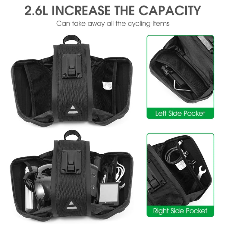 WEST BIKING Large Capacity 2.6L Bicycle Tail Bag Hard Shell Saddle Bag Adjustable Bracket Seat Cushion Tail Bag(Black) by WEST BIKING