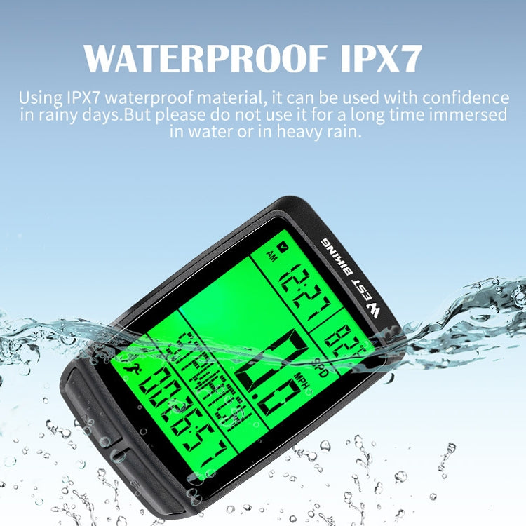 WEST BIKING 5 Languages Bicycle Waterproof Backlight Multifunction Wireless Odometer Speedometer(Black) by WEST BIKING