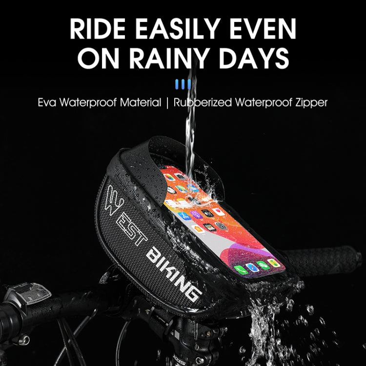 WEST BIKING Bicycle Bag Touch Screen Waterproof MTB Road Bike Handlebar Phone Bag Reflective Front Frame Bag(Black) by WEST BIKING