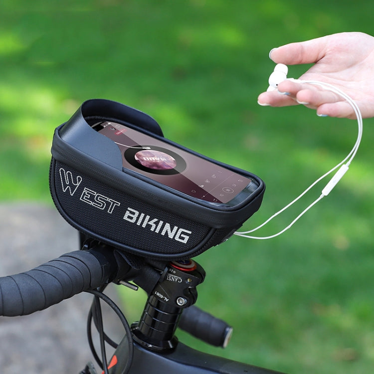 WEST BIKING Bicycle Bag Touch Screen Waterproof MTB Road Bike Handlebar Phone Bag Reflective Front Frame Bag(Black) by WEST BIKING