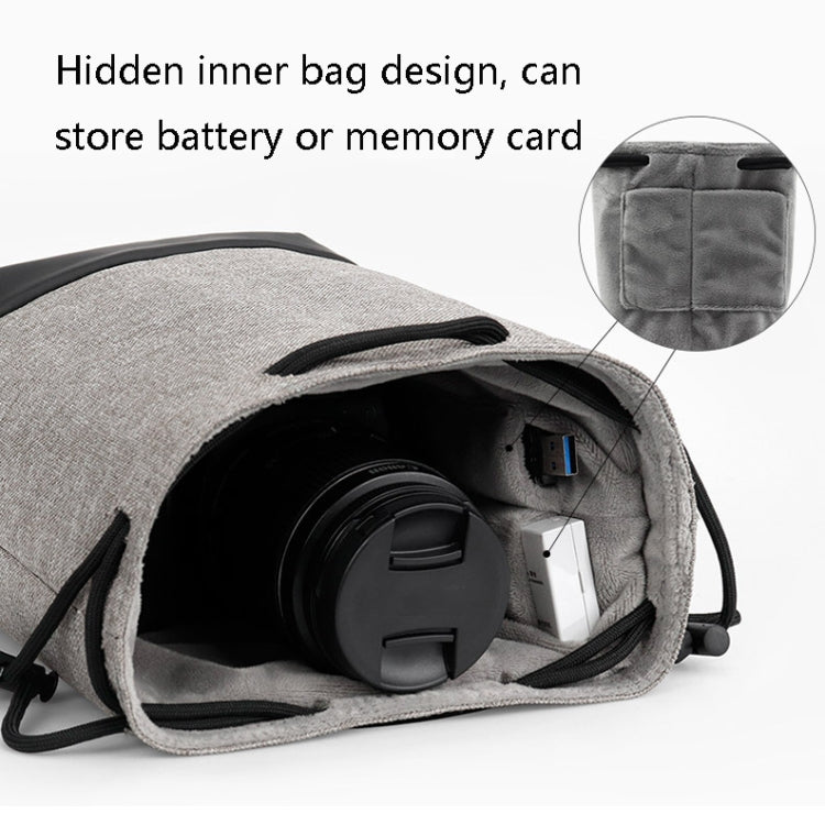 Baona Waterproof Micro SLR Camera Bag Protective Cover Drawstring Pouch Bag, Color: Medium Gray - Soft Bag by Baona | Online Shopping UK | buy2fix