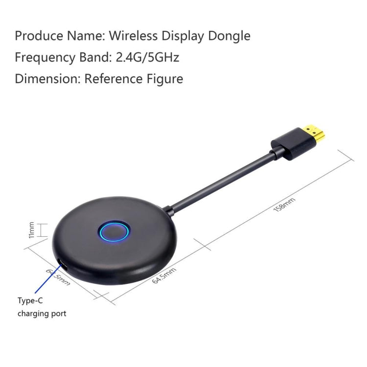 E89BK 2.4GHz / 5GHz WiFi Wireless Display Dongle Receiver Horizontal And Vertical Screen Streaming Media Player HDTV Stick(Black) - Wireless Display Dongle by buy2fix | Online Shopping UK | buy2fix