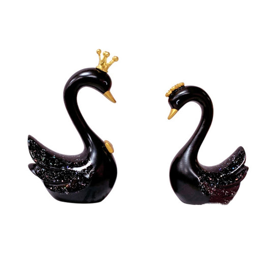 2pcs /Pair Swan Resin Car Decoration Birthday Cake Tanabata Valentine Day Decoration, Color Classification: Large Black Swan by buy2fix