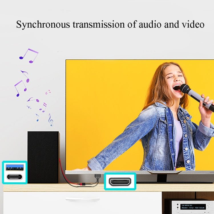 L3B Type-C USB To HDMI-Compatible  Audio Transfer Three-In-One HD Cable TV Screen Connector(Black) - Wireless Display Dongle by buy2fix | Online Shopping UK | buy2fix