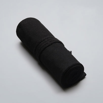 72 Holes  Pure Black Handmade Canvas Roll Pen Bag Large Capacity Boy And Girl Sketch Color Pencil Curtain - Pen Holder by buy2fix | Online Shopping UK | buy2fix