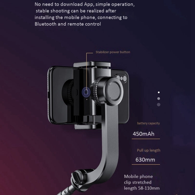 XYK-19017 Smart Anti-Shake Single Axis Stabilizer Retractable Mobile Phone Selfie Stick Video Live Tripod With Bluetooth Remote Control(Black) - Handheld Gimbals by buy2fix | Online Shopping UK | buy2fix
