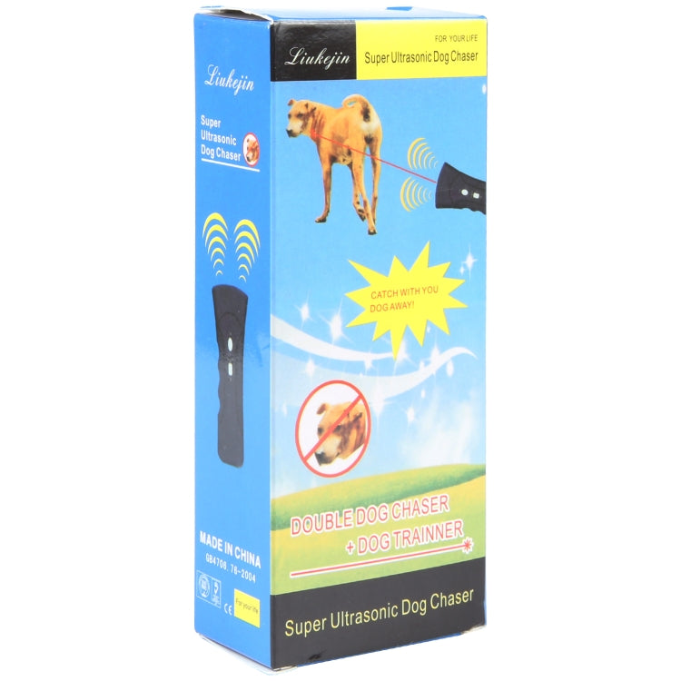 LED Flashlight Ultrasonic Dog Repeller Portable Dog Trainer, Colour: Double black(Colorful Package) - Training Aids by buy2fix | Online Shopping UK | buy2fix