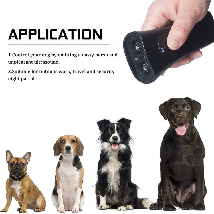 LED Flashlight Ultrasonic Dog Repeller Portable Dog Trainer, Colour: Double black(Colorful Package) - Training Aids by buy2fix | Online Shopping UK | buy2fix