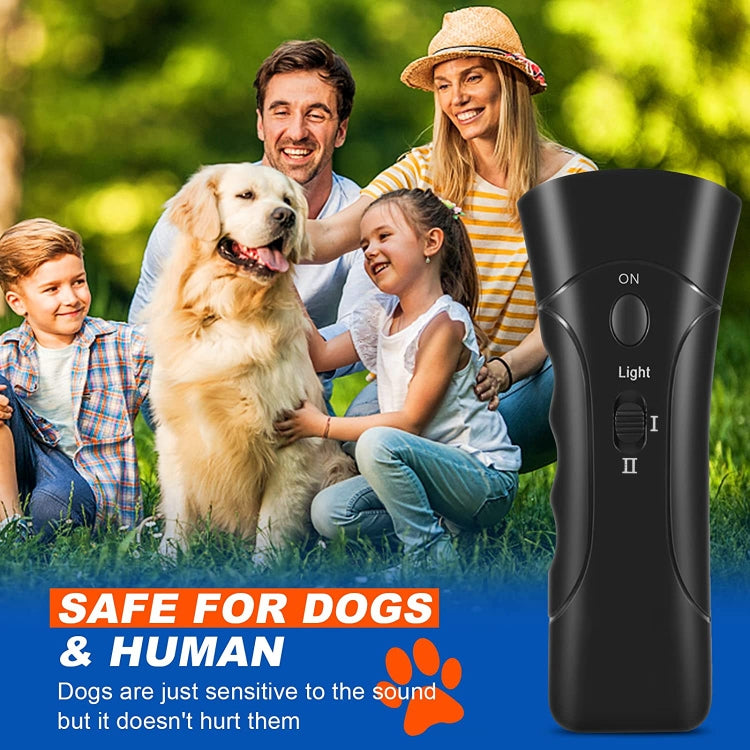 LED Flashlight Ultrasonic Dog Repeller Portable Dog Trainer, Colour: Double black(Colorful Package) - Training Aids by buy2fix | Online Shopping UK | buy2fix