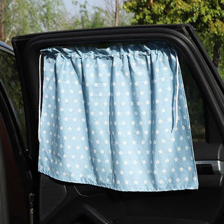 Car Curtains Cotton Car Suction Cup Sunshade Sun Protection Thermal Curtain(Blue Flower) by buy2fix