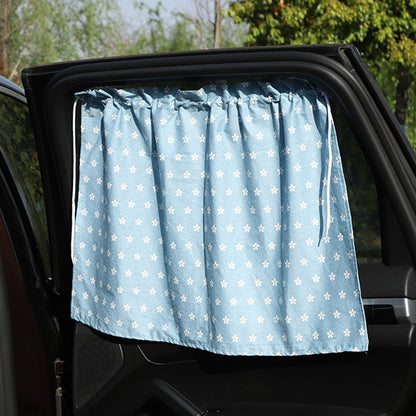 Car Curtains Cotton Car Suction Cup Sunshade Sun Protection Thermal Curtain(Blue Flower) by buy2fix