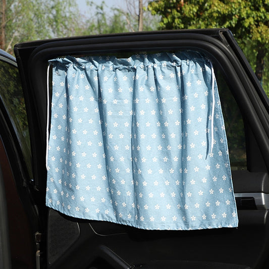 Car Curtains Cotton Car Suction Cup Sunshade Sun Protection Thermal Curtain(Blue Flower) by buy2fix