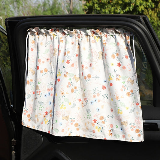 Car Curtains Cotton Car Suction Cup Sunshade Sun Protection Thermal Curtain(Small Floral) by buy2fix