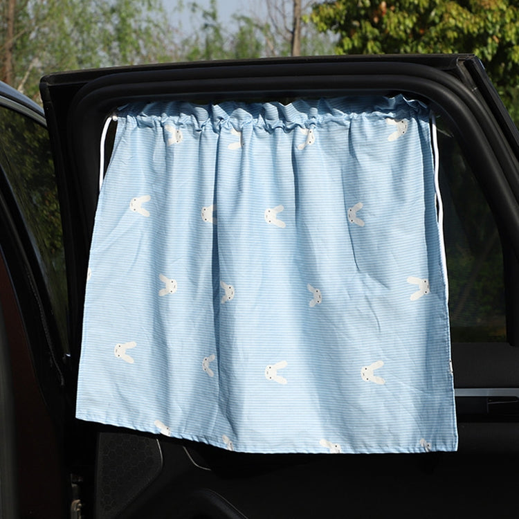 Car Curtains Cotton Car Suction Cup Sunshade Sun Protection Thermal Curtain(Blue Striped Rabbit) by buy2fix
