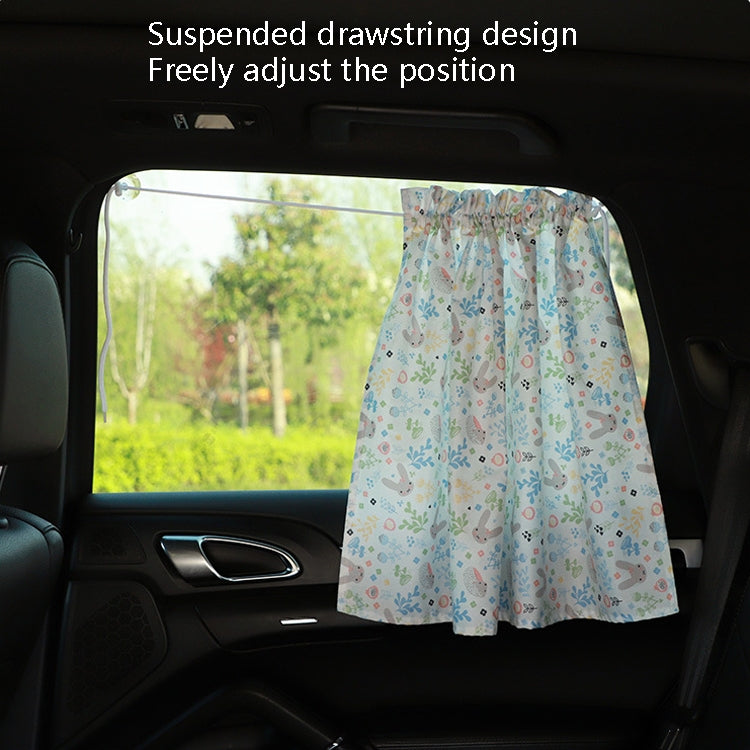 Car Curtains Cotton Car Suction Cup Sunshade Sun Protection Thermal Curtain(Blue Flower) by buy2fix
