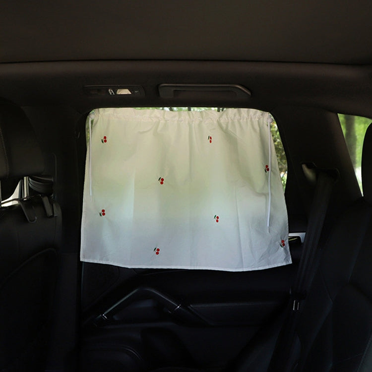Car Embroidery Curtain Sunshade Cartoon Cotton Suction Cup Curtain Car Sunscreen Insulation Covering Curtain(Cherry) by buy2fix