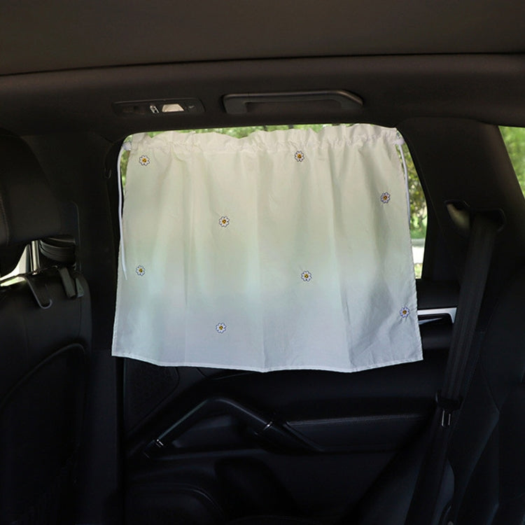 Car Embroidery Curtain Sunshade Cartoon Cotton Suction Cup Curtain Car Sunscreen Insulation Covering Curtain(Sun Flower) by buy2fix
