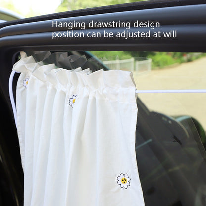 Car Embroidery Curtain Sunshade Cartoon Cotton Suction Cup Curtain Car Sunscreen Insulation Covering Curtain(Bear) by buy2fix
