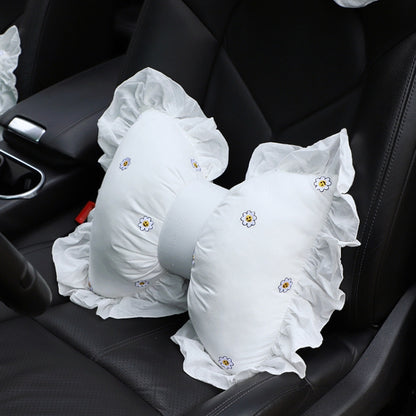 Bow Car Head Pillow Car Seat Neck Pillow Comfortable Cotton Car Supplies, Colour: Sun Flower Lumbar Pillow by buy2fix
