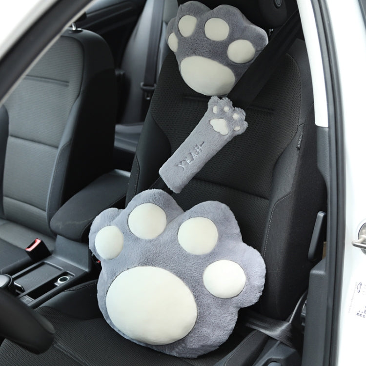 Car Plush Head Pillow Cat Claw Car Neck Pillow Car Female Decorative Supplies, Colour: Gray Headrest by buy2fix