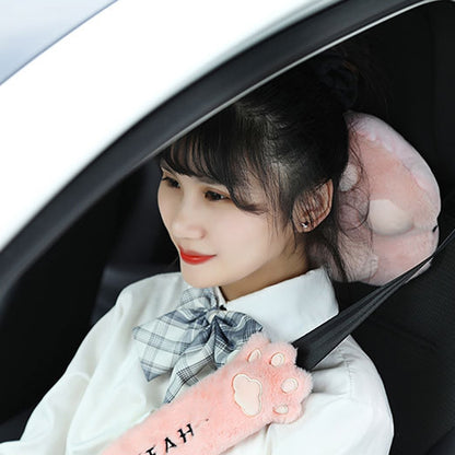 Car Plush Head Pillow Cat Claw Car Neck Pillow Car Female Decorative Supplies, Colour: Gray Headrest by buy2fix