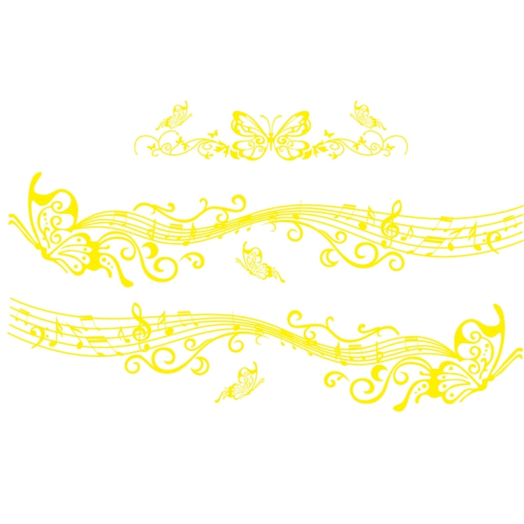 D-347 Butterfly Note Car Sticker Sheet Music Waist Line Body Sticker(Yellow) by buy2fix