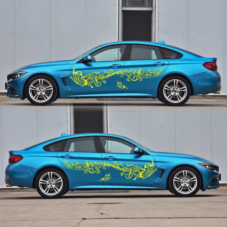 D-347 Butterfly Note Car Sticker Sheet Music Waist Line Body Sticker(Yellow) by buy2fix