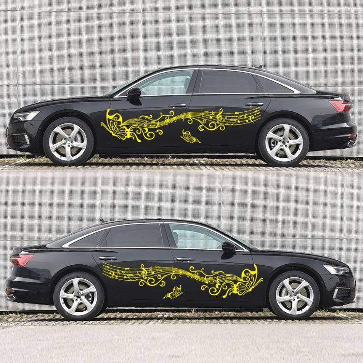 D-347 Butterfly Note Car Sticker Sheet Music Waist Line Body Sticker(Yellow) by buy2fix