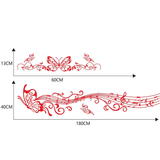 D-347 Butterfly Note Car Sticker Sheet Music Waist Line Body Sticker(Red) by buy2fix