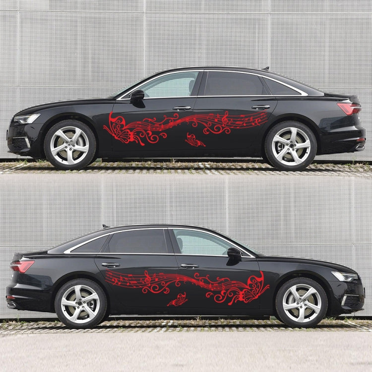 D-347 Butterfly Note Car Sticker Sheet Music Waist Line Body Sticker(Red) by buy2fix