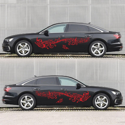 D-347 Butterfly Note Car Sticker Sheet Music Waist Line Body Sticker(Red) by buy2fix